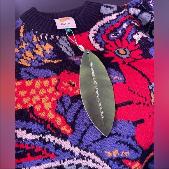 FARM Rio Red Blue Puff Sleeve Sheath Dress - Picture 8 of 8